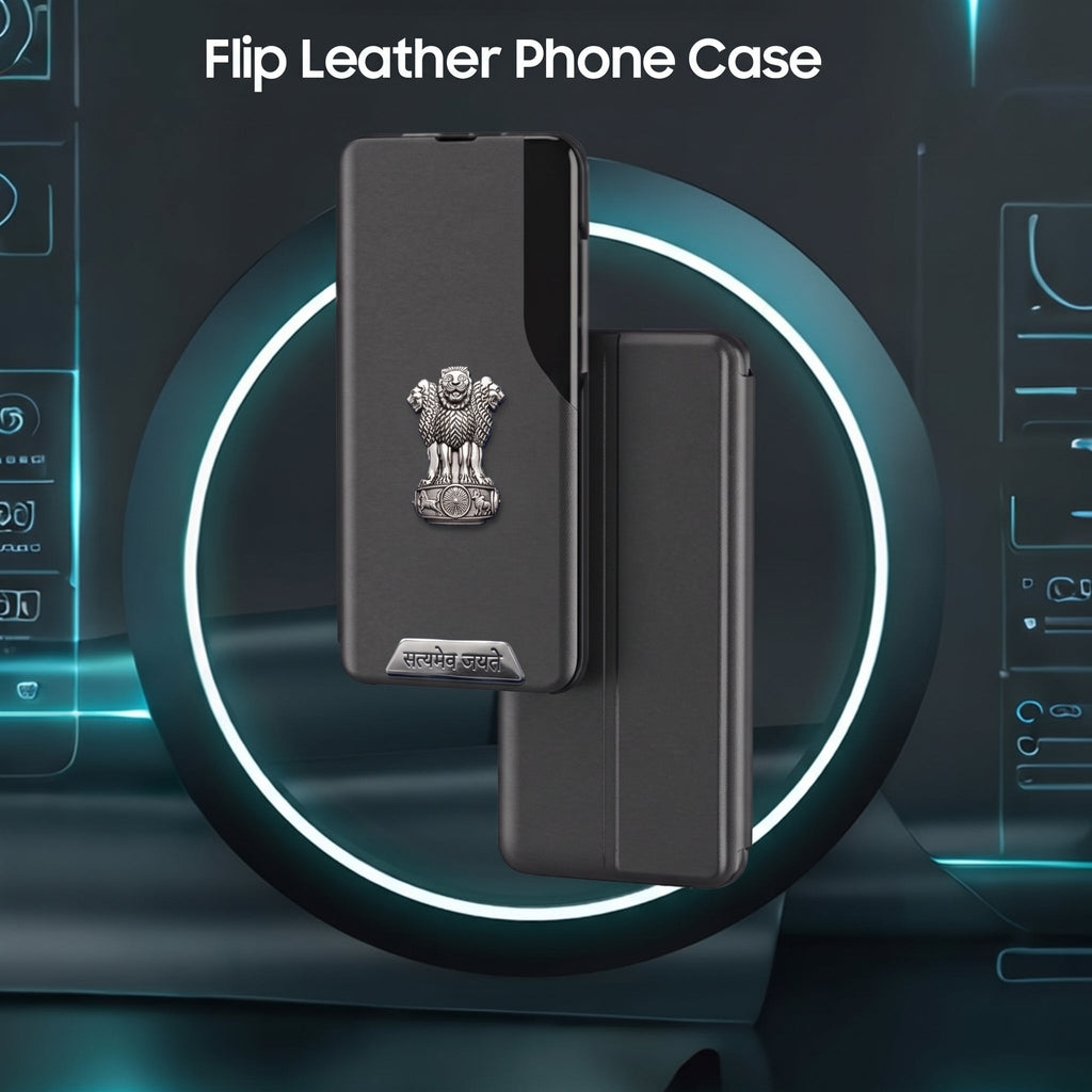 Vivo T2 Pro 5G Metal Satyamev Jayate 2-in-1 Emblem Half-Window Leather Flip Case