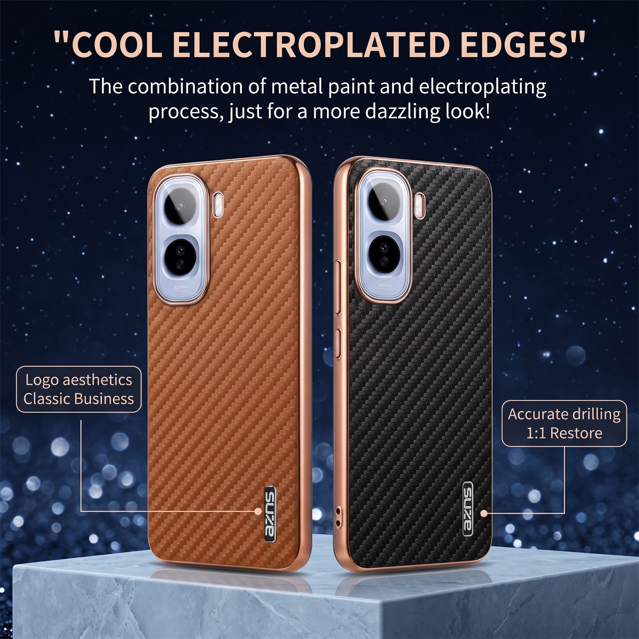 Vivo T5 Pro 5G Gold Electroplated Carbon Fiber Texture Case