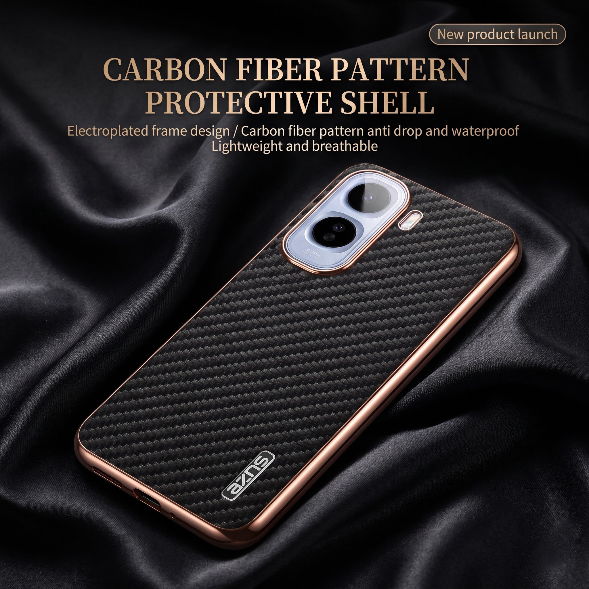 Vivo T5 Pro 5G Gold Electroplated Carbon Fiber Texture Case