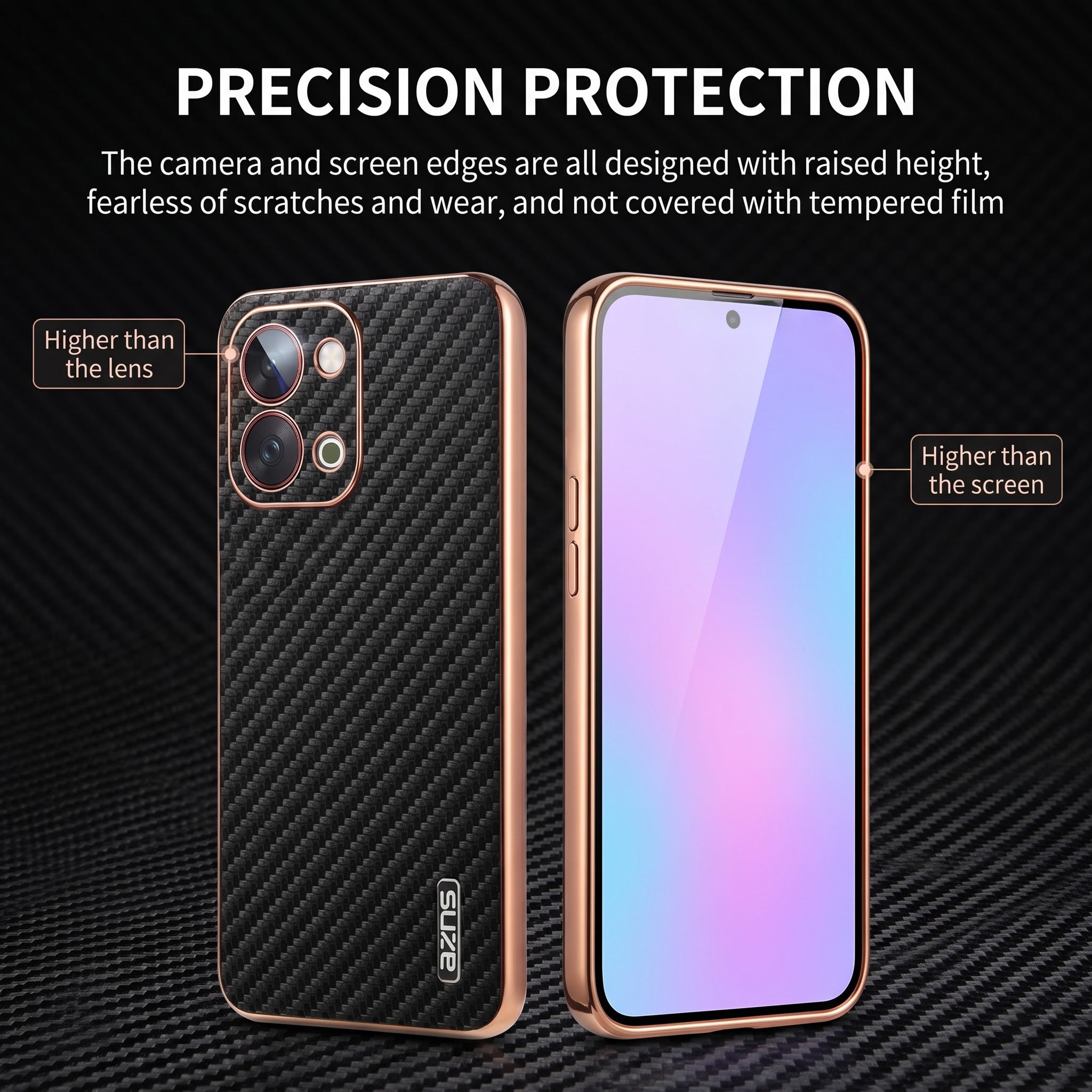 Vivo T5X 5G Gold Electroplated Carbon Fiber Texture Case