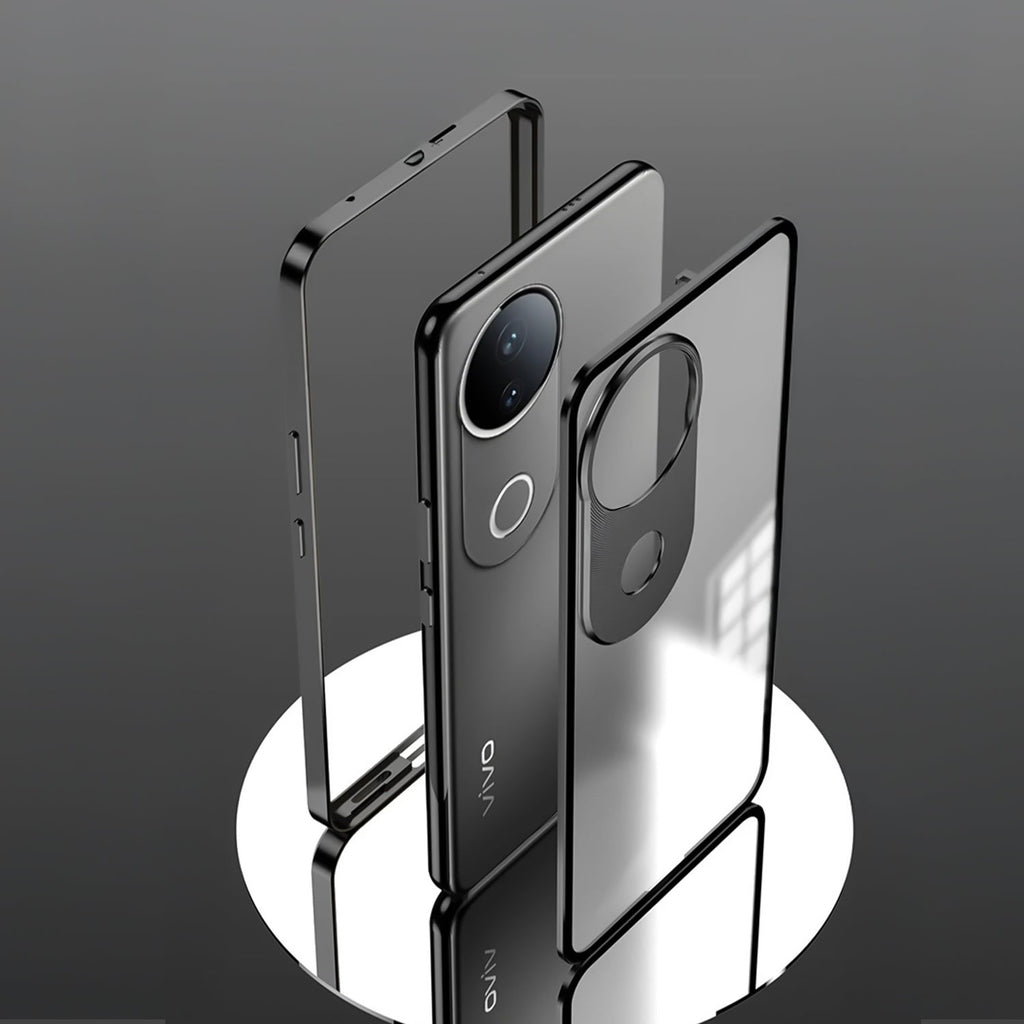 Vivo V50 5G Aluminium Metal Bumper Shield Transparent Back Case