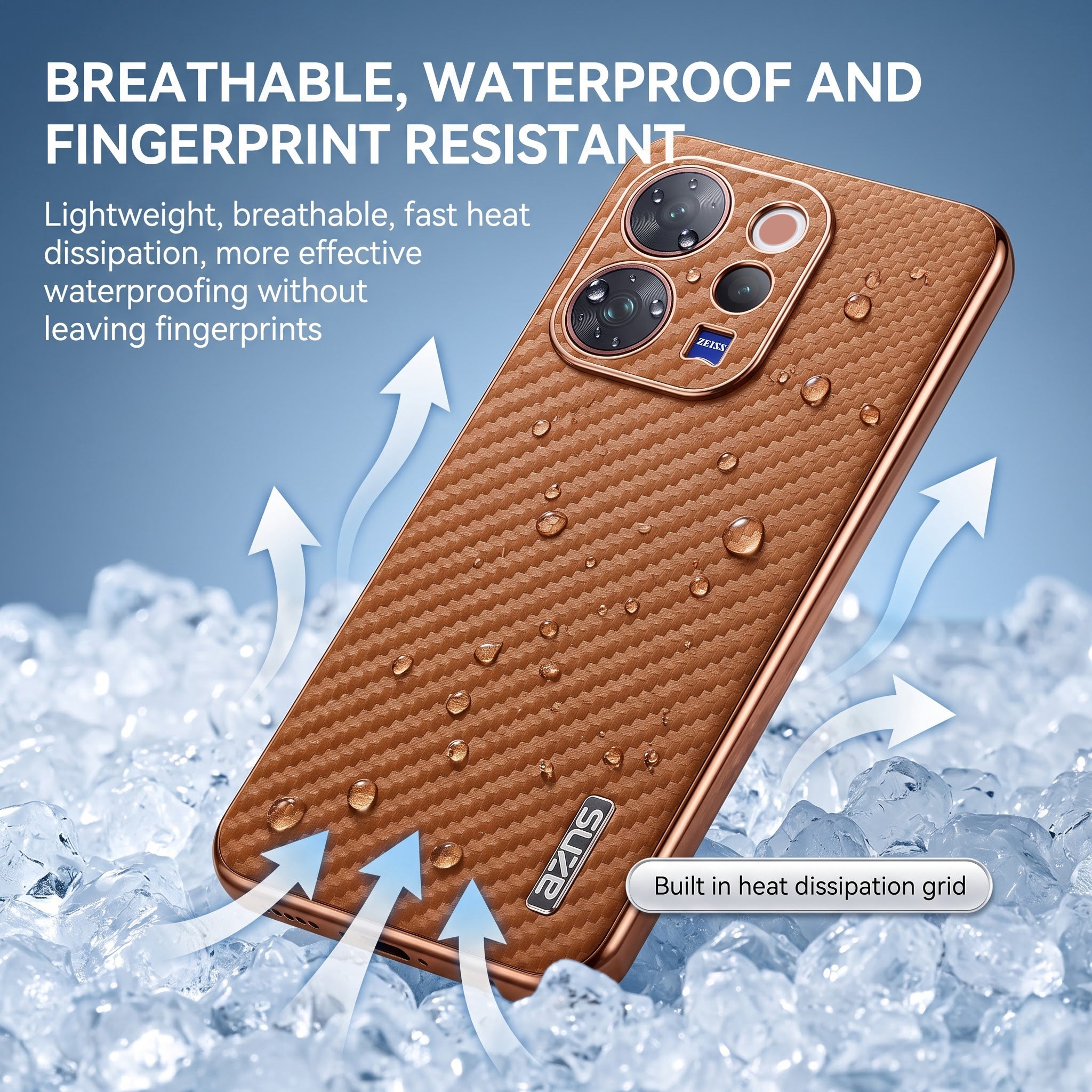 Vivo V70 5G Gold Electroplated Carbon Fiber Texture Case