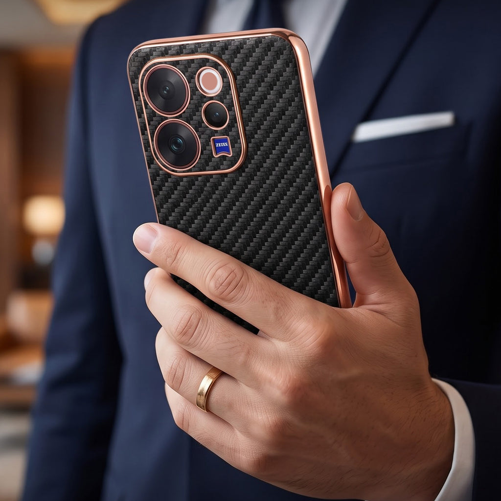 Vivo V70 5G Gold Electroplated Carbon Fiber Texture Case