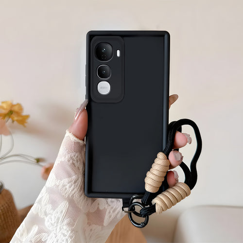 Vivo Y400 Pro 5G Luxury Silicone Matte Case with Wrist Strap