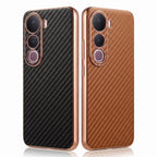 Vivo Y400 Pro 5G Gold Electroplated Carbon Fiber Texture Case