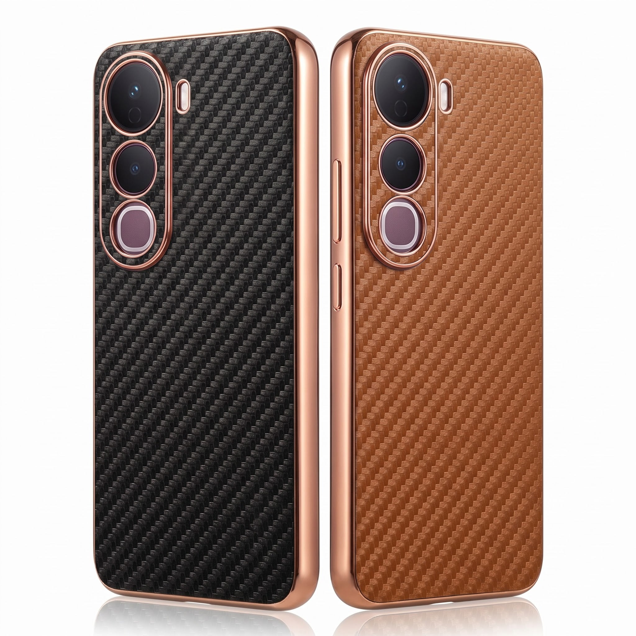 Vivo Y400 Pro 5G Gold Electroplated Carbon Fiber Texture Case