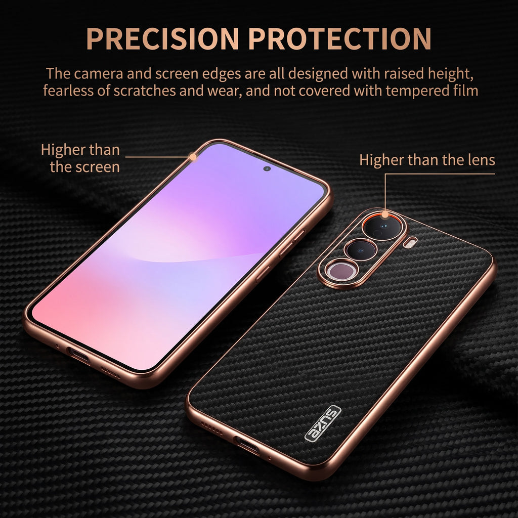 Vivo Y400 Pro 5G Gold Electroplated Carbon Fiber Texture Case