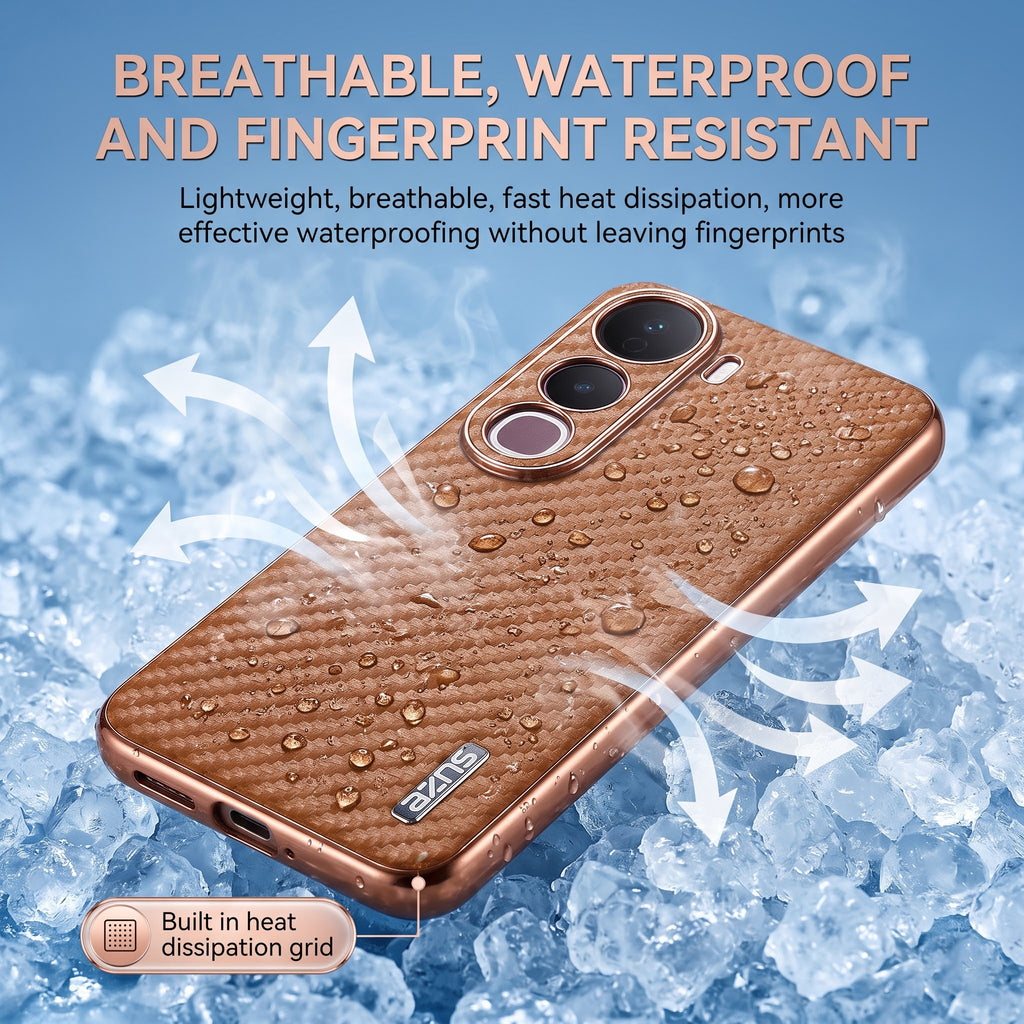 Vivo Y400 Pro 5G Gold Electroplated Carbon Fiber Texture Case