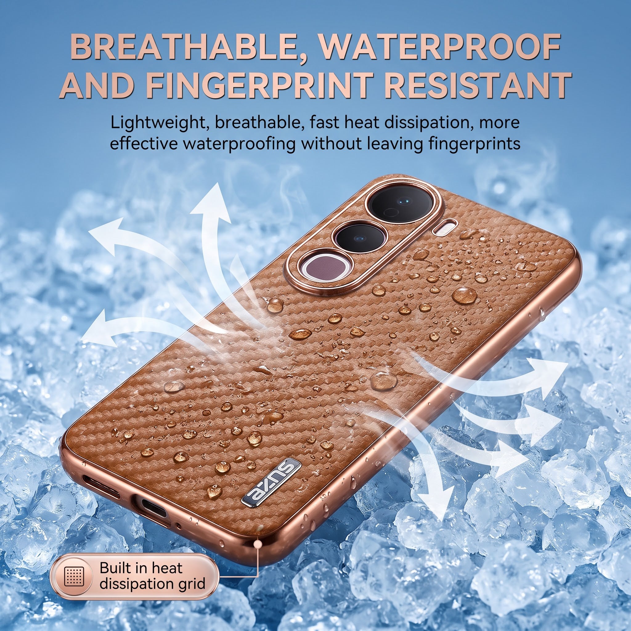 Vivo Y400 Pro 5G Gold Electroplated Carbon Fiber Texture Case