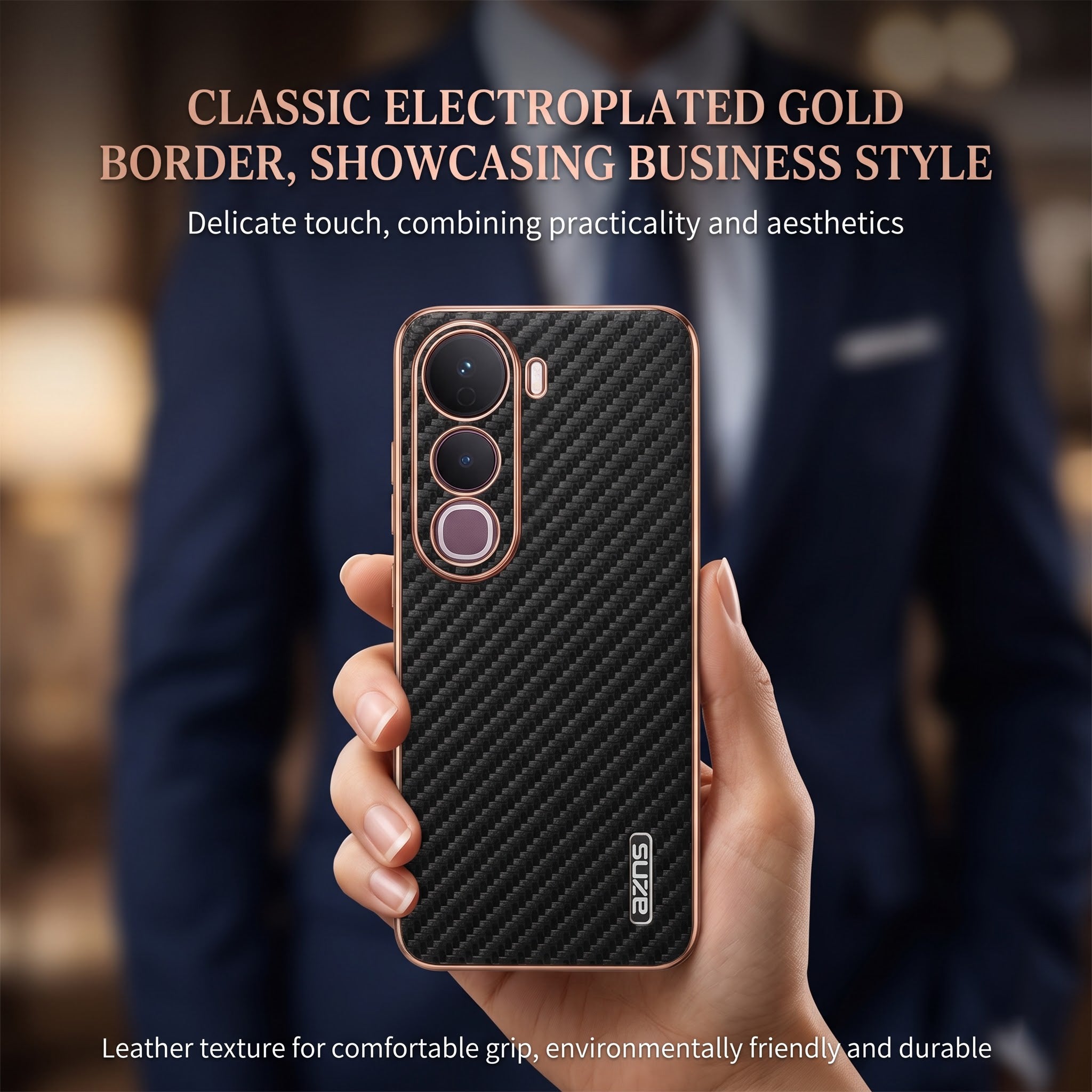 Vivo Y400 Pro 5G Gold Electroplated Carbon Fiber Texture Case
