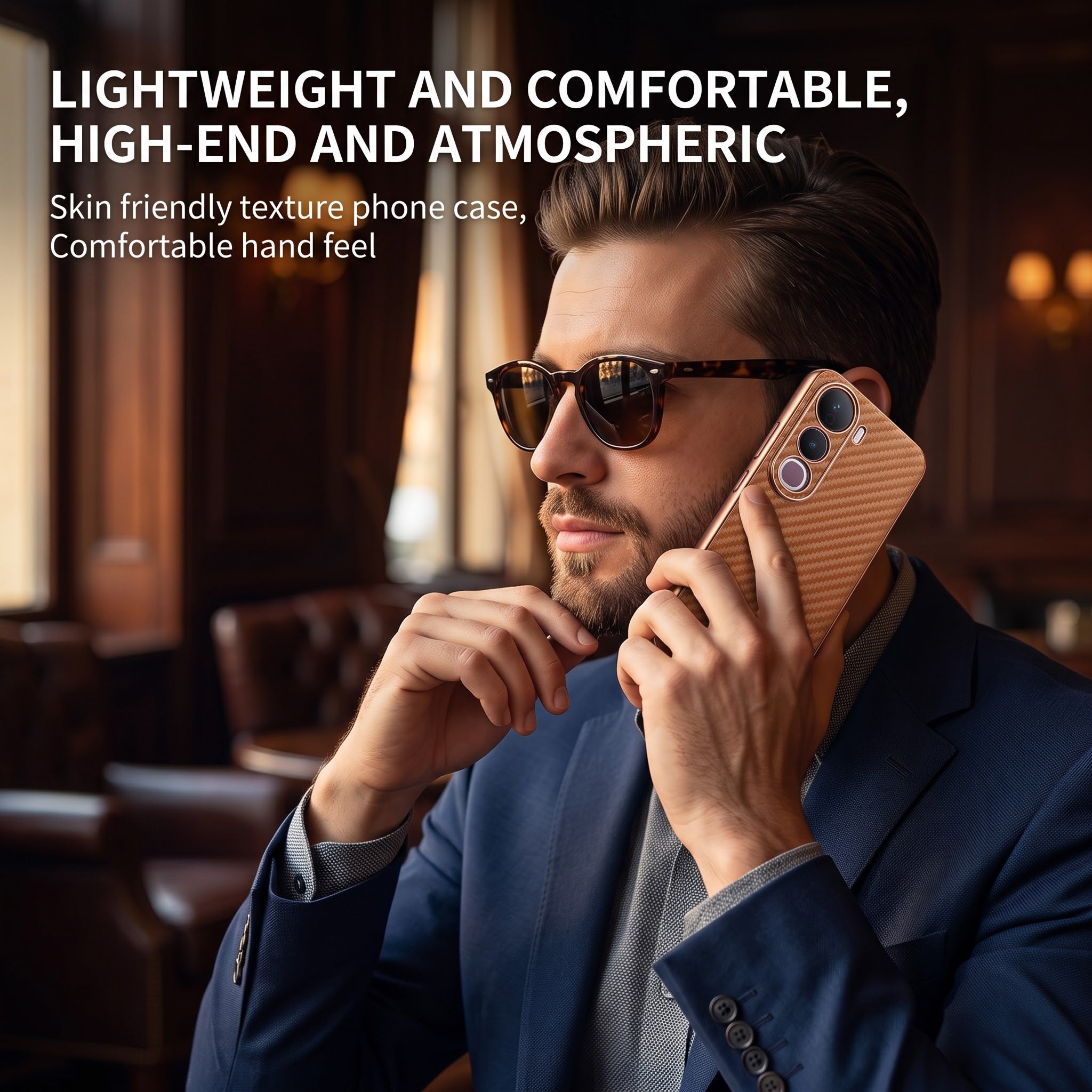 Vivo Y400 Pro 5G Gold Electroplated Carbon Fiber Texture Case