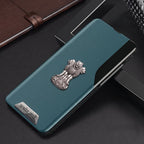 Vivo Y200 Pro 5G Metal Satyamev Jayate 2-in-1 Emblem Half-Window Leather Flip Case