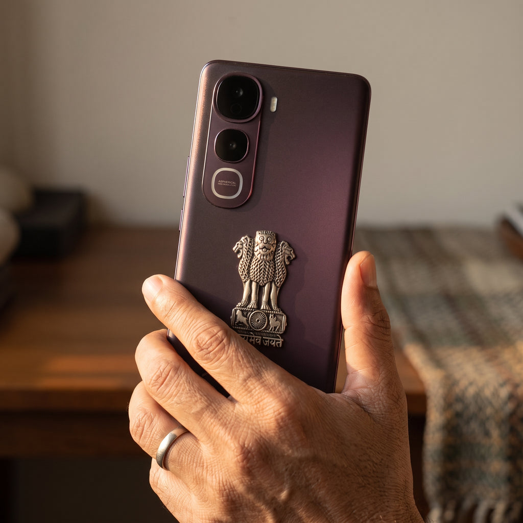 Vivo Y400 Pro 5G Compatible Satyamev Jayate 3D Metal Emblem Sticker