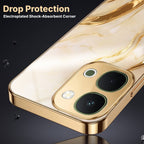 Vivo Y51 Pro 5G Marvel Texture Gold Electroplated Glass Phone Back Case
