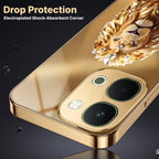 Vivo Y51 Pro 5G Luxury Lion Gold Electroplated Glass Phone Back Case
