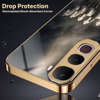 Vivo Y400 Pro 5G Running Horses Gold Electroplated Glass Phone Back Case