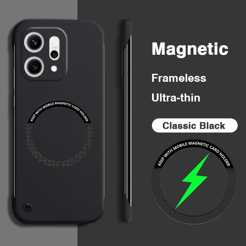Oppo Reno14 5G Frameless Magnetic Wireless Charging Case — Ultra-Slim Clear MagSafe Compatible Cover