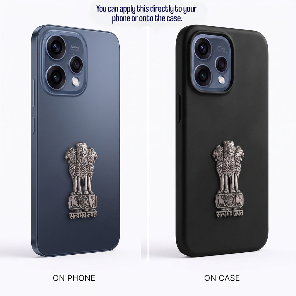 Oppo Reno 15 5G Compatible Satyamev Jayate 3D Metal Emblem Sticker
