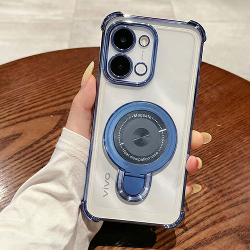 Vivo T5x 5G Luxury Four Corner Invincible Bracket Ring Stand Case